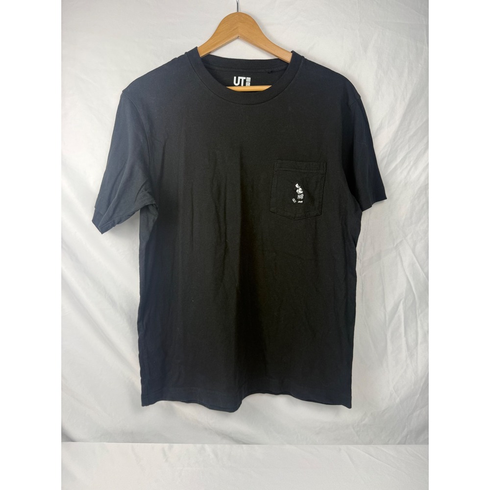 Uniqlo Size S Disney Mickey Mouse Pocket Tee Black Graphic T Shirt